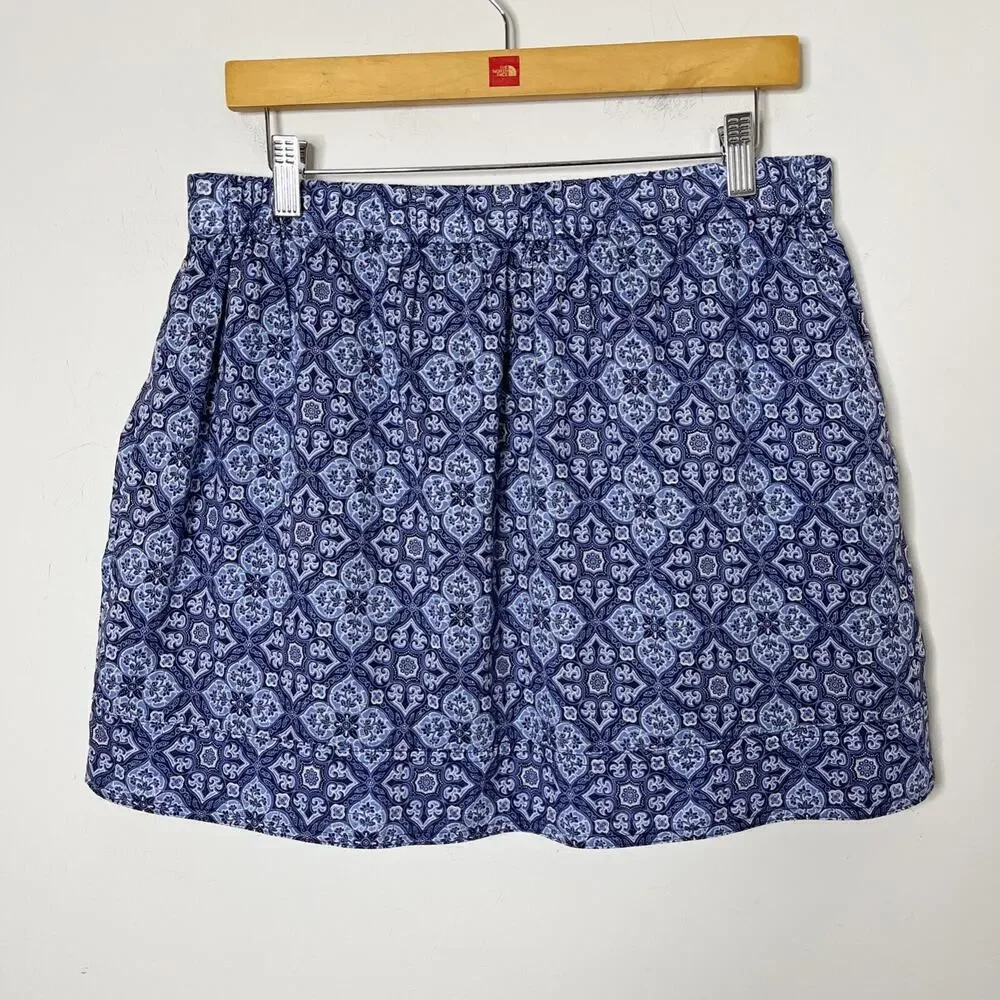 J. Crew Women's Mini Skirt Size M Blue Geometric Print 100% Cotton 37577 Pull On